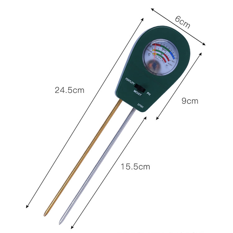 LY101 Flower And Grass Soil Detector PH Cantoneal Alkalin Testor, Green, Blue, Black