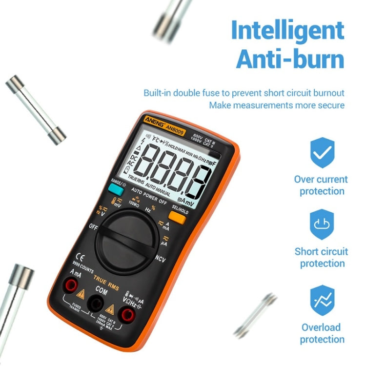 ANENG AN8009 NVC Digital Display Multimeter, Standard, Standard with Cable