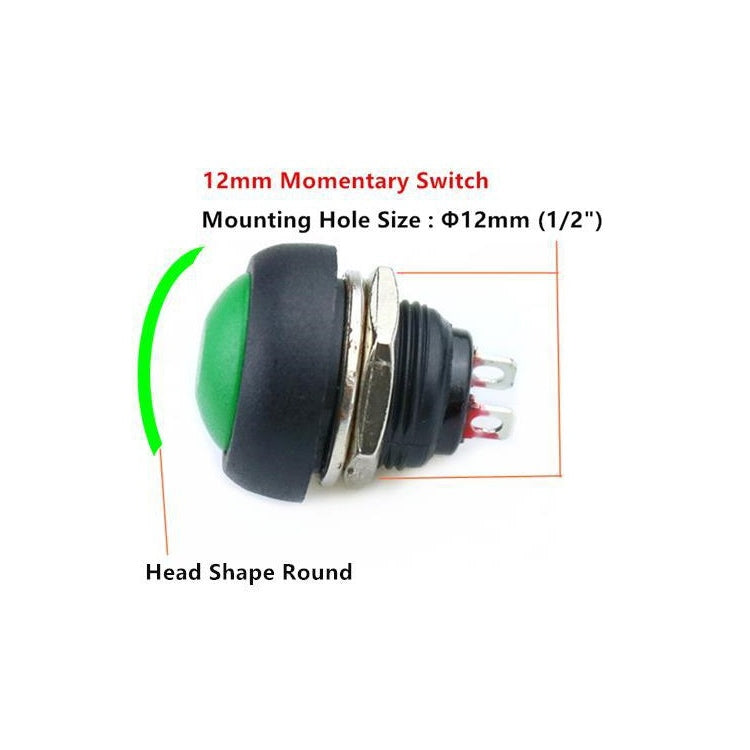 10 PCS Small Waterproof Self-Reset Button Switch, Black, Green, Red, Orange, White, Blue