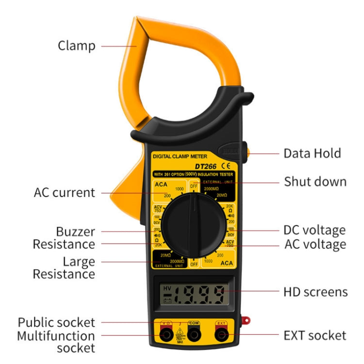 ANENG DT266 Automatic High-Precision Clamp Multimeter with Buzzer, DT266 Red