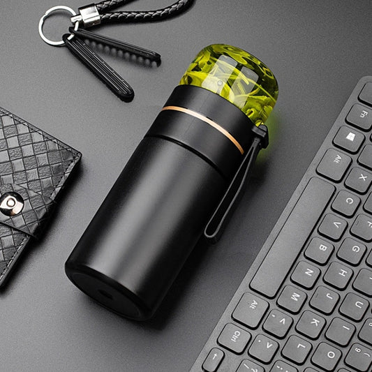 739 Tasse Thermos en Verre et Acier Inoxydable 316, Blanc, Noir, Or