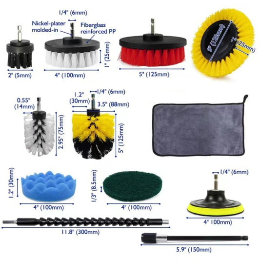 Brosse de Nettoyage Multifonction pour Fentes de Pneus de Voiture, 23 PCS / Set