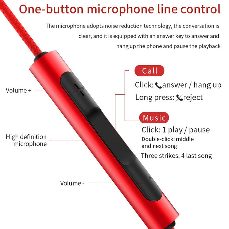 EN3900 3.5mm Plug In-Ear Wired Control Earphone with Mic, White, Red, Black