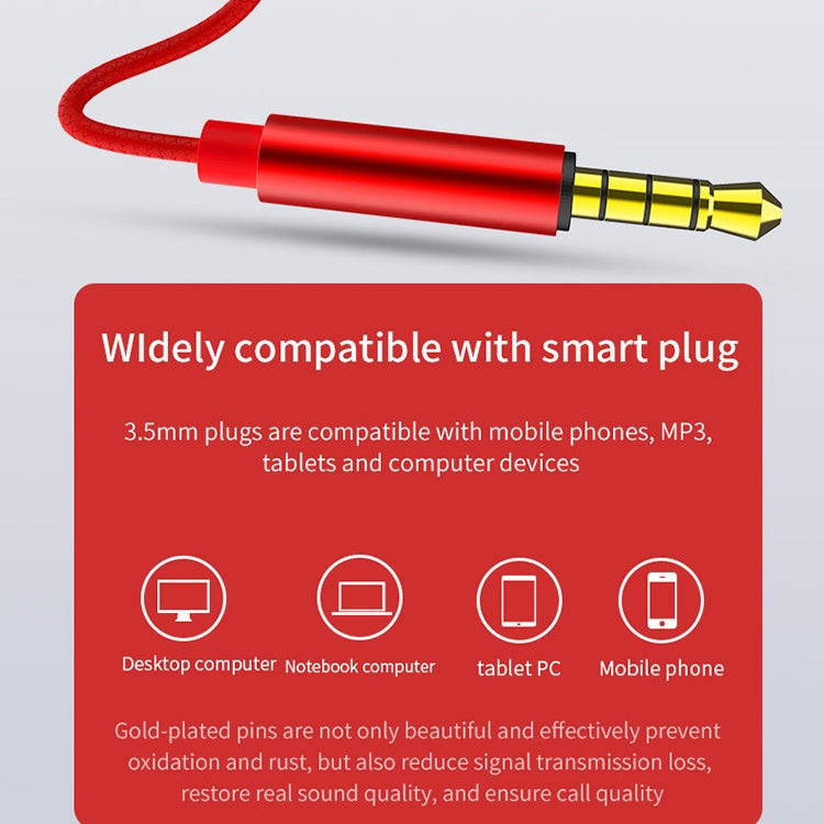EN3900 3.5mm Plug In-Ear Wired Control Earphone with Mic, White, Red, Black
