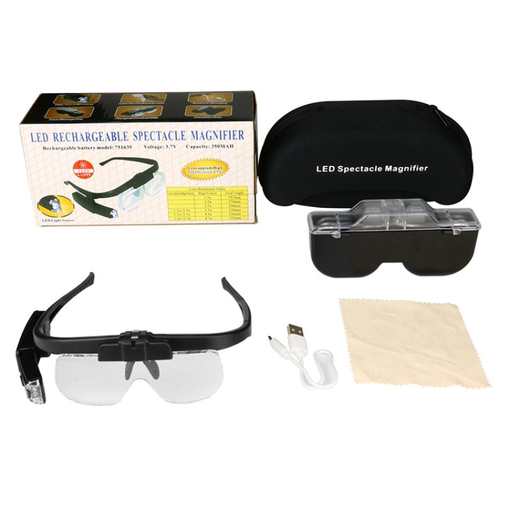 11642DC Multi-magnification Glasses-type Maintenance Rechargeable Magnifying Glass, 11642DC