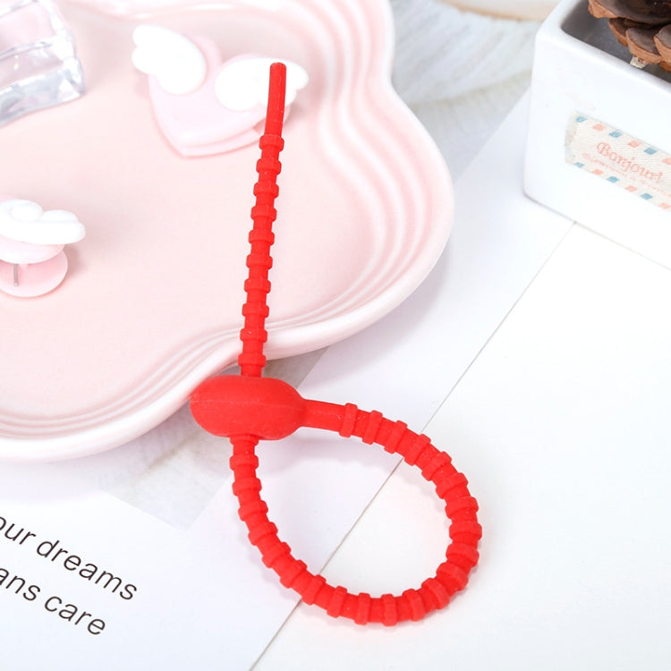 20 PCS Silicone Data Cable Storage Strap Cable Organizer, 21cm Yellow, 21cm Red, 21cm Green, 21cm Blue, 21cm Orange, 21cm Pink, 21cm Brown, 21cm Grey