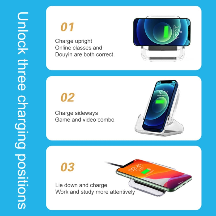 A9191 3 in 1 Multifunctional Vertical Wireless Charger, Black, White, Blue