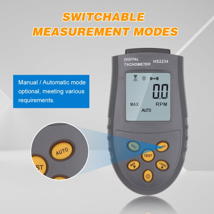 HS2234 Non-contact Laser Tachometer Digital Display Motor Tachometer, HS2234