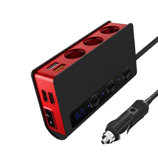 Chargeur allume-cigare 3 en 1 TR24 avec interrupteur indépendant, TR24 (Noir), TR24 (Noir Rouge)