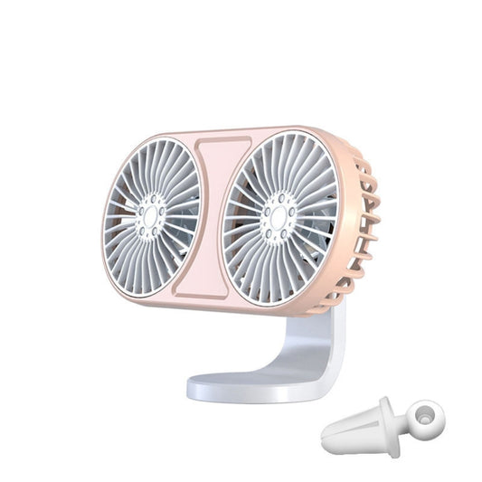Ventilateur électrique de voiture F211 double tête avec LED, pour sortie d'air de voiture, tableau de bord, mini ventilateur USB, noir, rose, vert