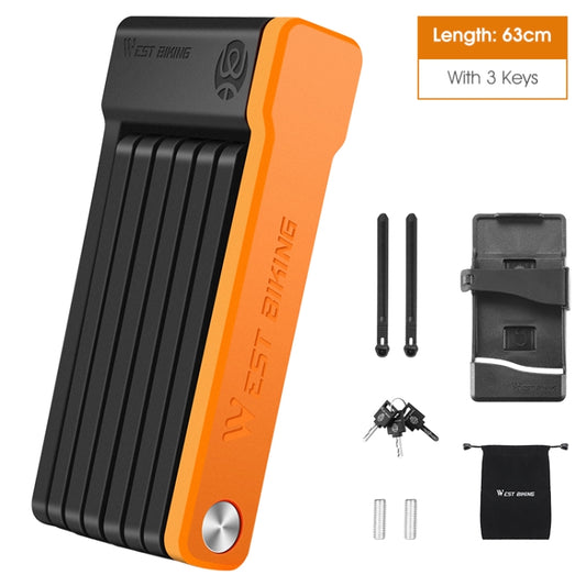 WEST BIKING Antivol de vélo léger et pliable à chaîne, Cadenas WEST BIKING (Noir Orange)