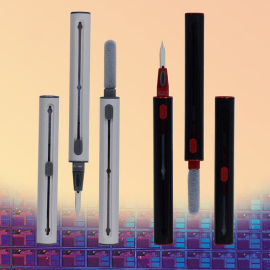 5 PCS Portable Second-generation Telescopic Headset Cleaning Pen Keyboard Dust Brush, 5 PCS Black, 5 PCS White
