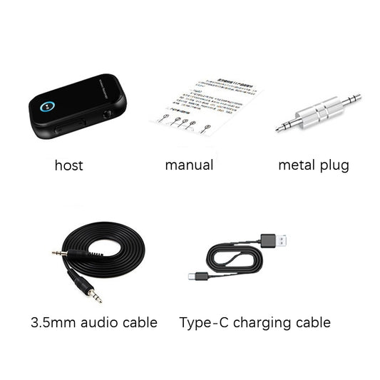 Récepteur audio Bluetooth 5.0 pour voiture Convertisseur Bluetooth 3,5 mm, récepteur audio 5.0