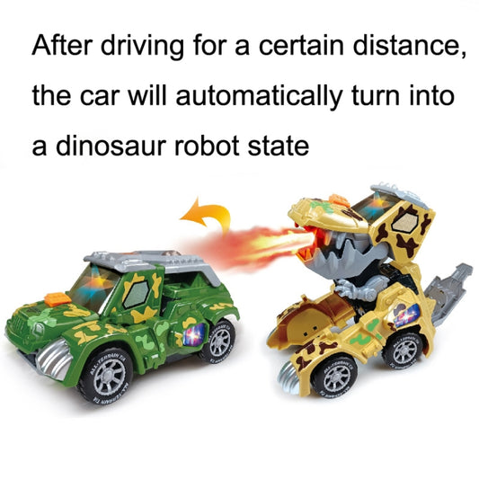 HG-884 Spray Deformation Dinosaur Fighting Vehicle Light Music Automatic Rotating Children Toys, Yellow, Green