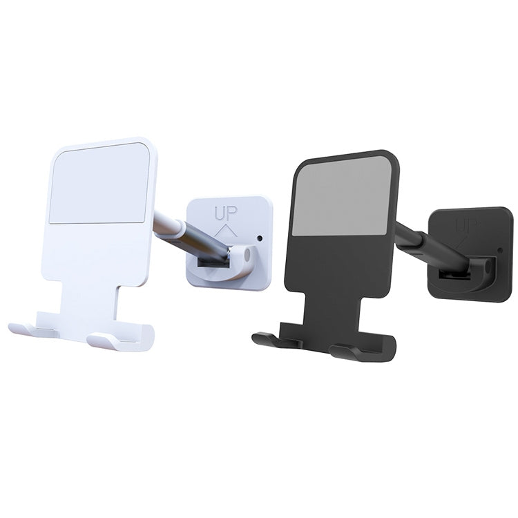 2 PCS T11 Wall Paste Mobile Phone Bracket Foldable Lift Bathroom Kitchen Wall Bracket, Black, White