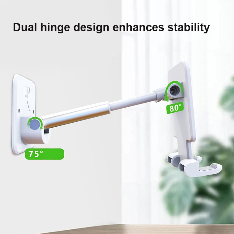 2 PCS T11 Wall Paste Mobile Phone Bracket Foldable Lift Bathroom Kitchen Wall Bracket, Black, White