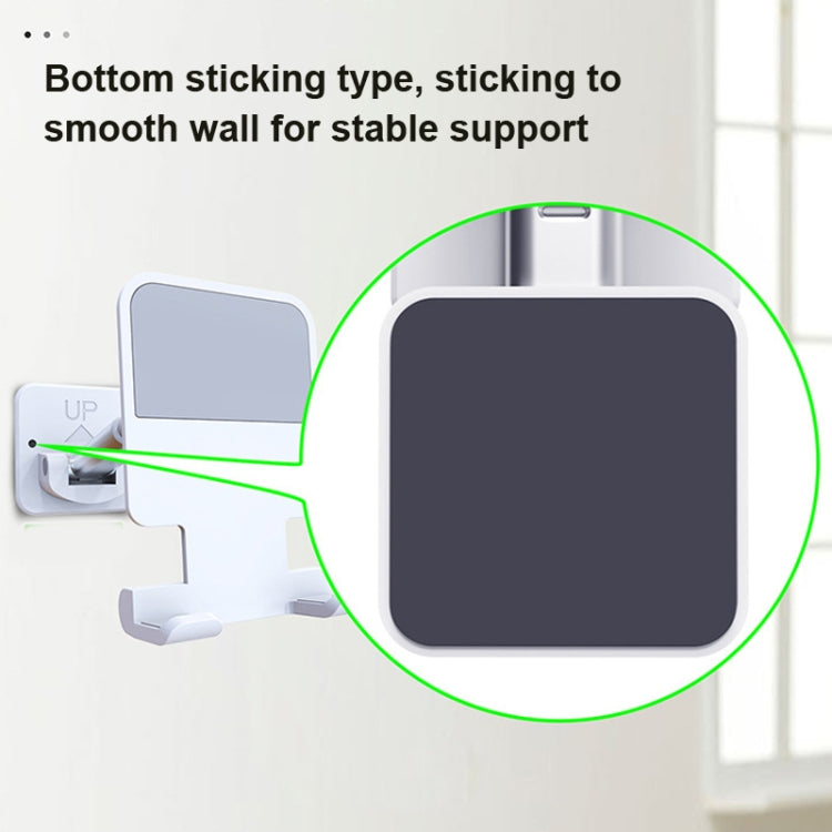 2 PCS T11 Wall Paste Mobile Phone Bracket Foldable Lift Bathroom Kitchen Wall Bracket, Black, White