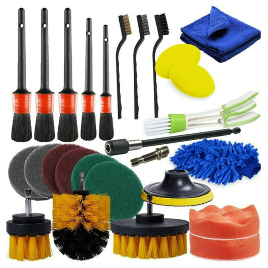 26 PCS / Set Beauté de voiture Brosse de détail de lavage de voiture Brosse de forage électrique Brosse de sortie, 26 PCS / Set Rouge, 26 PCS / Set Jaune
