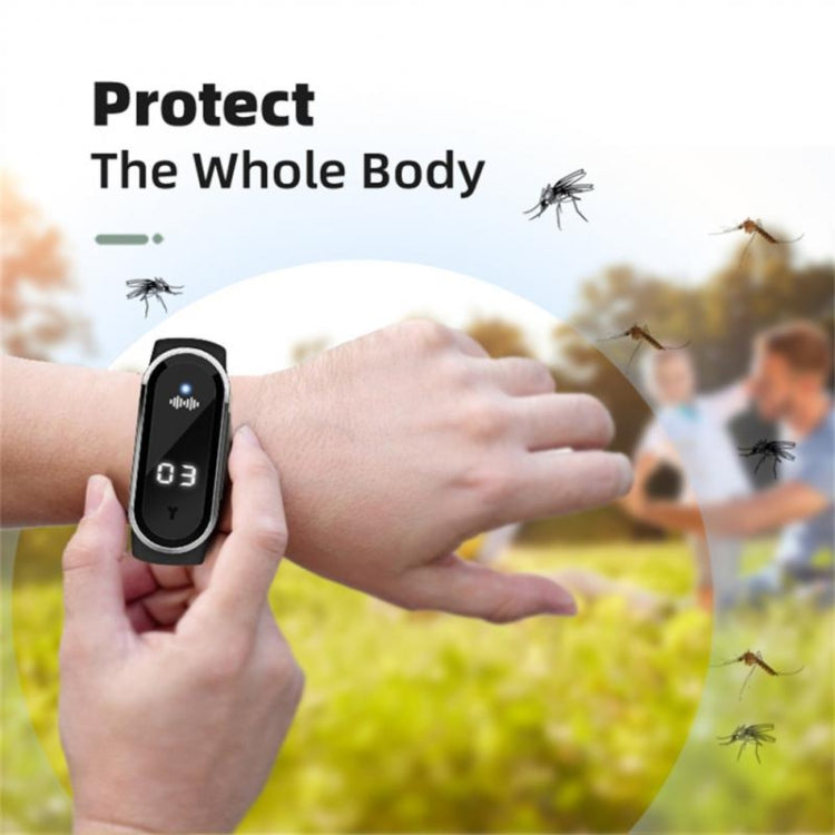 M21 Ultrasonic Mosquito Repellent Bracelet with Step Counter & Clock & Temperature Function, M21 (Black), M21 (White)