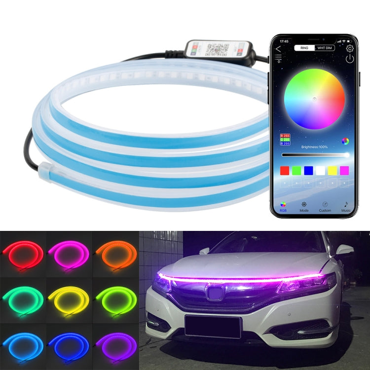 Car LED Streamer Decorative Hood Atmosphere Lights, Style:, Monochrome White Light, Monochrome Yellow Light, Monochrome Ice Blue Light, Monochrome Blue Light, Monochrome Red Light, Monochrome Pink Purple Light, Monochrome Green Light, APP Colorful Ligh...