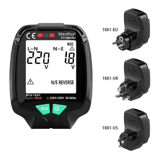 FUYI FY1881 High Precision Power Polarity Phase Socket Tester, FY1881 EU Plug, FY1881 UK Plug, FY1881 US Plug