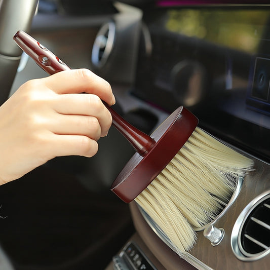 Brosse à poussière à manche long en bois, brosse douce de nettoyage pour bouches d'aération de voiture et décoration intérieure, brosse à épousseter à manche