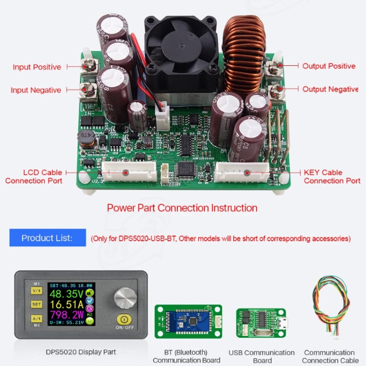 50V/20A CNC DC Adjustable Voltage Regulated Power Buck Module, DPS5020