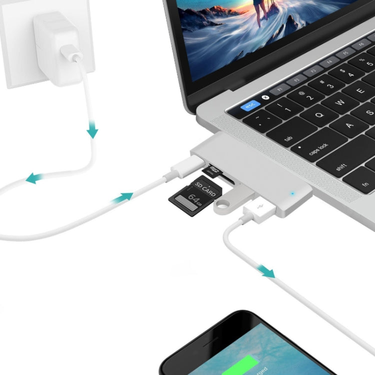 USB-C To HDMI Splitter Docking Station Card Reader, Specification:, 5 in 1 Gray, 5 in 1 Silver, 6 in 1 Gray, 6 in 1 Silver