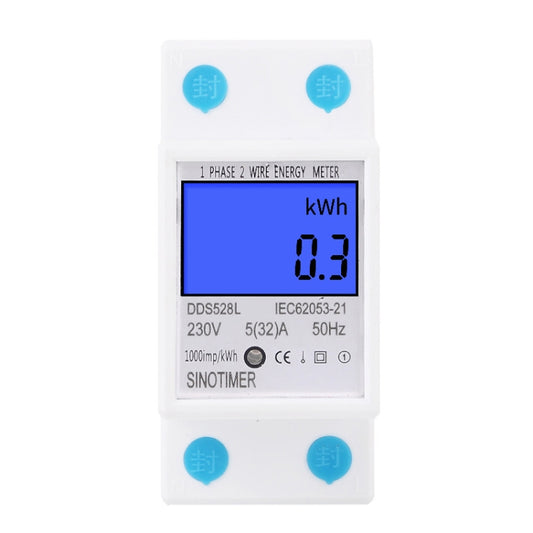 DDS528L Backlight Display Home Single-phase Rail Energy Meter 5-32A, 230V 50Hz Backlight Display, 110V 60Hz Backlight Display