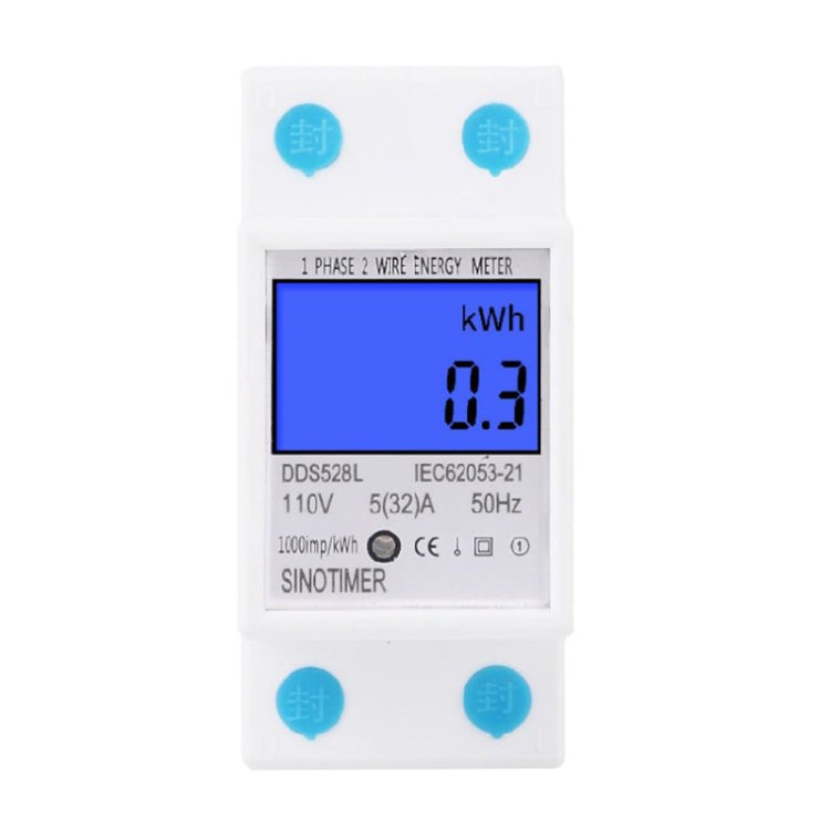 DDS528L Backlight Display Home Single-phase Rail Energy Meter 5-32A, 230V 50Hz Backlight Display, 110V 60Hz Backlight Display