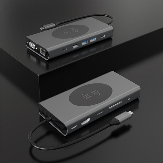 BX13V 13 In 1 Type-C Docking Station Wireless Charging Hub, BX13V