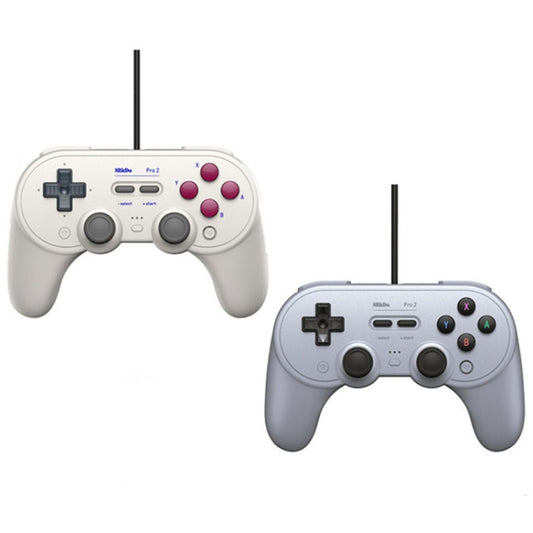Manette filaire 8Bitdo Pro 2 pour Switch, blanche, grise