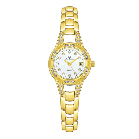 BS Bee Sister FA1679 Ladies Diamond Chain Watch Cute Small Round Watch With Calendar, Silver, Gold, Rose Gold