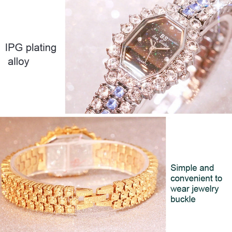 BS Bee Sister FA1581 Niche Glitter Full Diamond Women Watch, Golden Green, Silver Blue, Rose Coffee, Silver Green