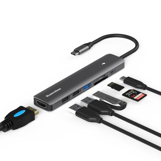 Blueendless HUB Type-C+USB 3.0/2.0+HDMI4K, Spécification :, 5 en 1 USB 3.0/2.0, 7 en 1