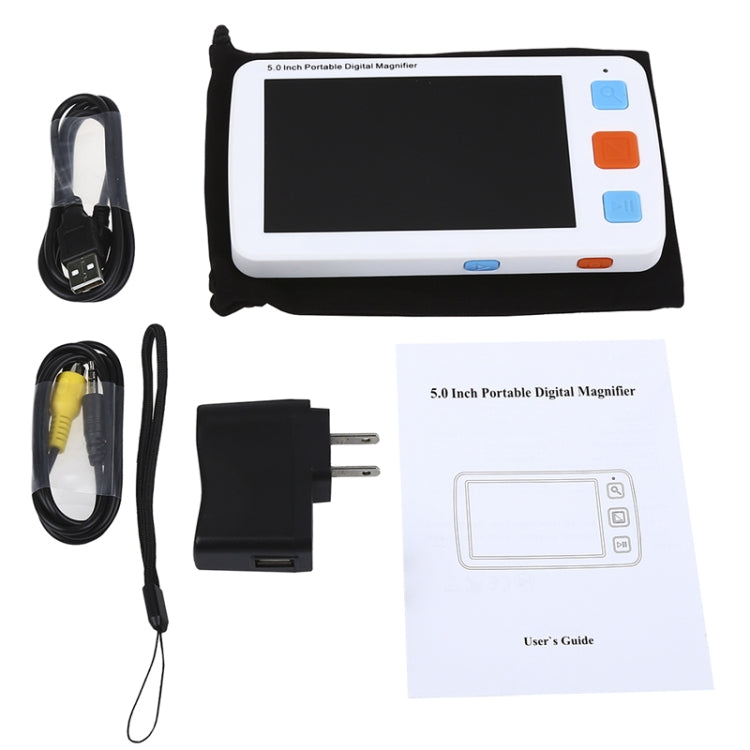 5.0 inch Portable HD Electronic Vision Aid Low Vision Magnifying Glass Reader, US Plug, US Plug Black, US Plug White