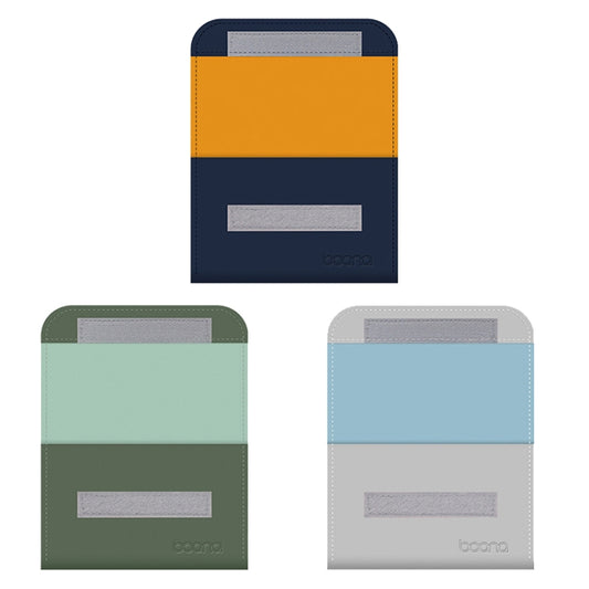 Baona BN-Q009 Small Leather Mouse Charger Storage Bag, Deep Blue+Yellow, Gray Green+Light Green, Silver+Blue