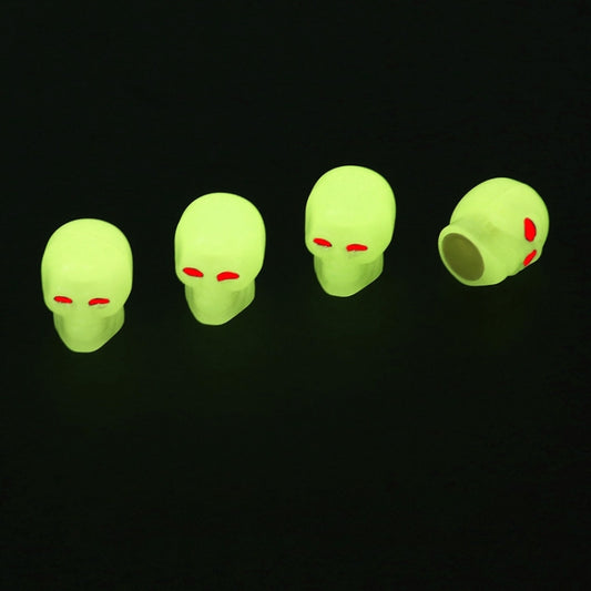 1 Sets Car Tire Luminous Valve Cap Motorcycle Skull Valve Core Cap, 1 Set Green, 1 Set Yellow, 1 Set Red, 1 Set Blue