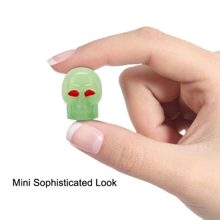 1 Sets Car Tire Luminous Valve Cap Motorcycle Skull Valve Core Cap, 1 Set Green, 1 Set Yellow, 1 Set Red, 1 Set Blue