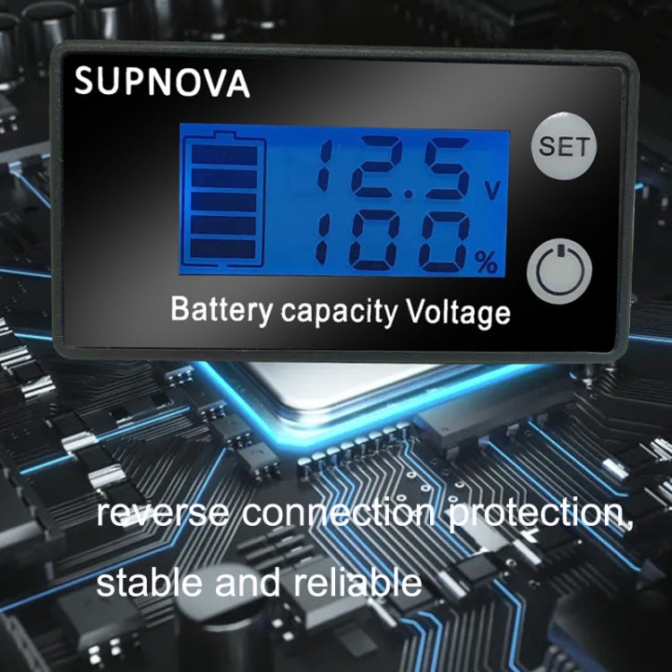 SUPNOVA LCD Two-wire Voltage and Electricity Meter DC Digital Display Voltmeter, Blue, White
