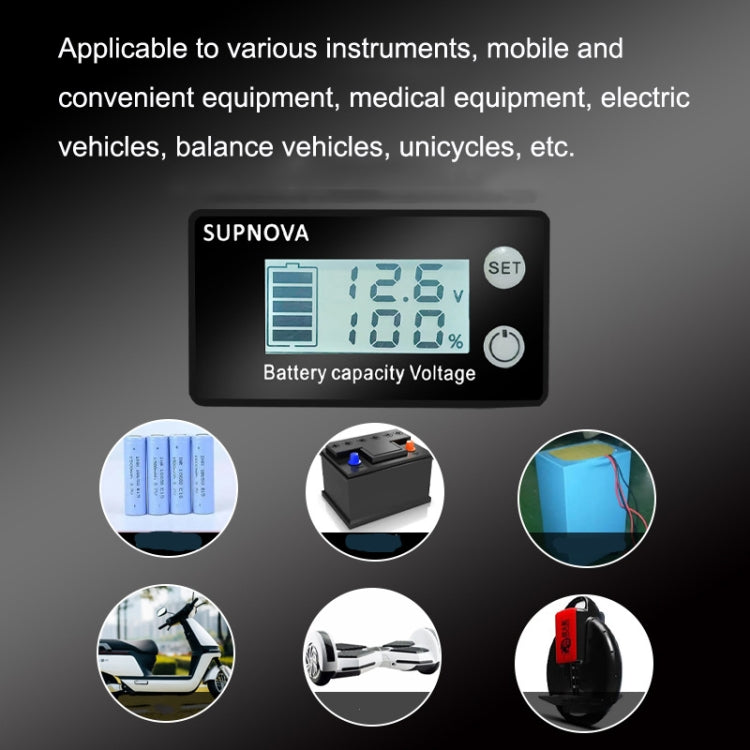 SUPNOVA LCD Two-wire Voltage and Electricity Meter DC Digital Display Voltmeter, Blue, White