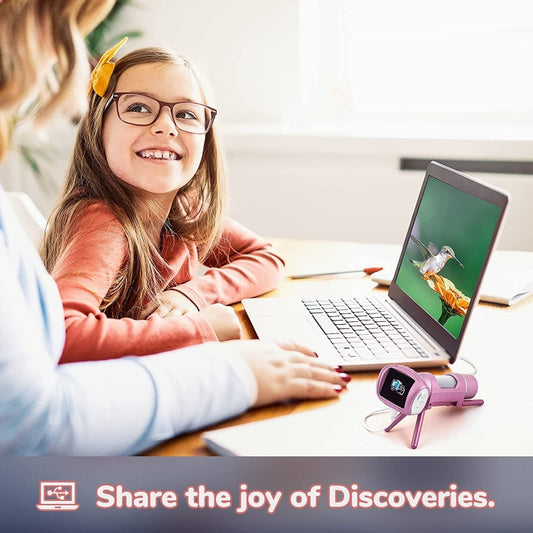 Children Camera Microscope USB Electronic Microscope Digital Magnifying Glass, Children Camera Pink, Children Camera Silver Gray