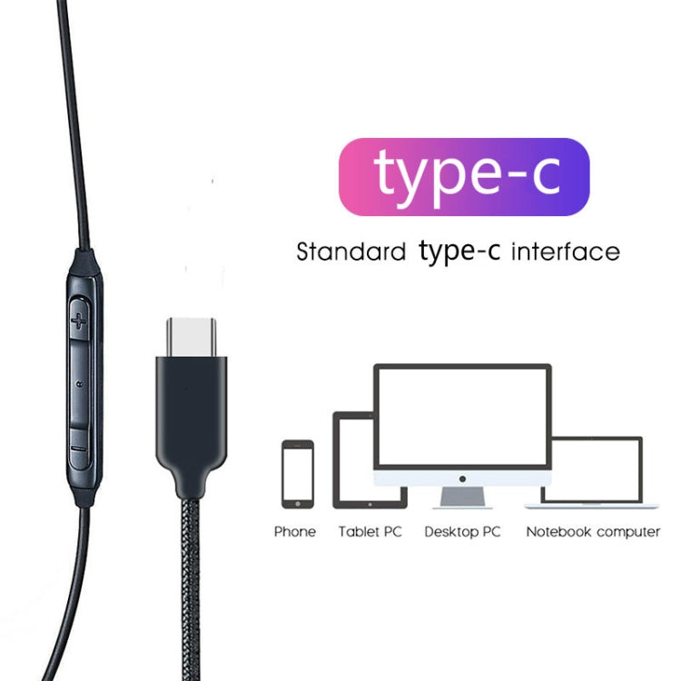 115 Type-C Digital Chip Wire-controlled Headphones, For Samsung Note 10 (White)