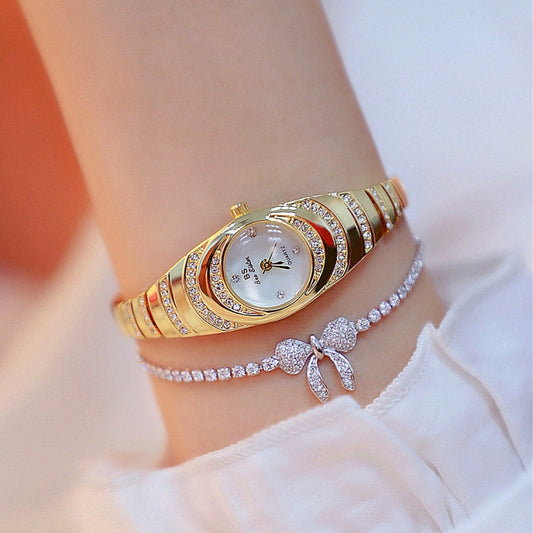 BS Bee Sister FA1540 Ladies Oval Small Chain Watch with Diamonds, Silver, Gold, Rose Gold