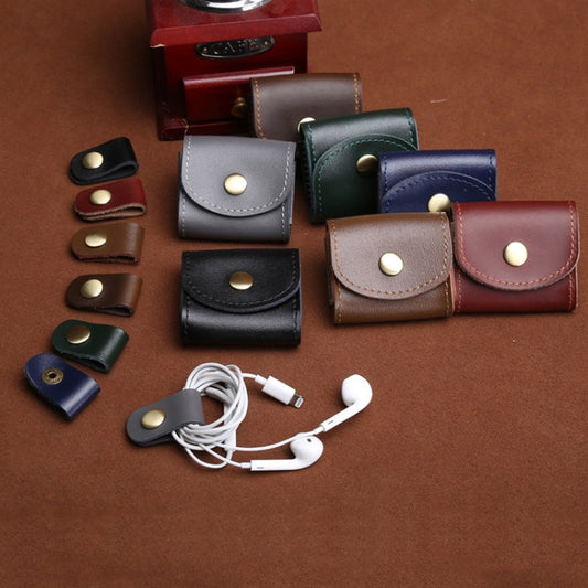 S122 Vintage Mini Leather Headphone Bag, Coffee, Wine Red, Black, Blue, Gray, Green