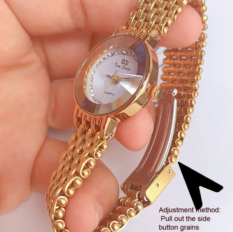 BS Bee Sister FA1197 Montre simple pour femme à cadran carré et bracelet en acier inoxydable, Argent, Or