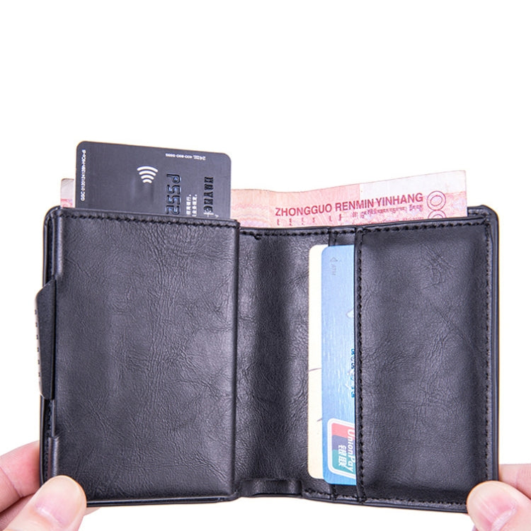 X-80 RFID Anti-theft Brushed Leather Card Holder For AirTag, Black, Blue, Coffee, Apricot, Carbon Fiber Black