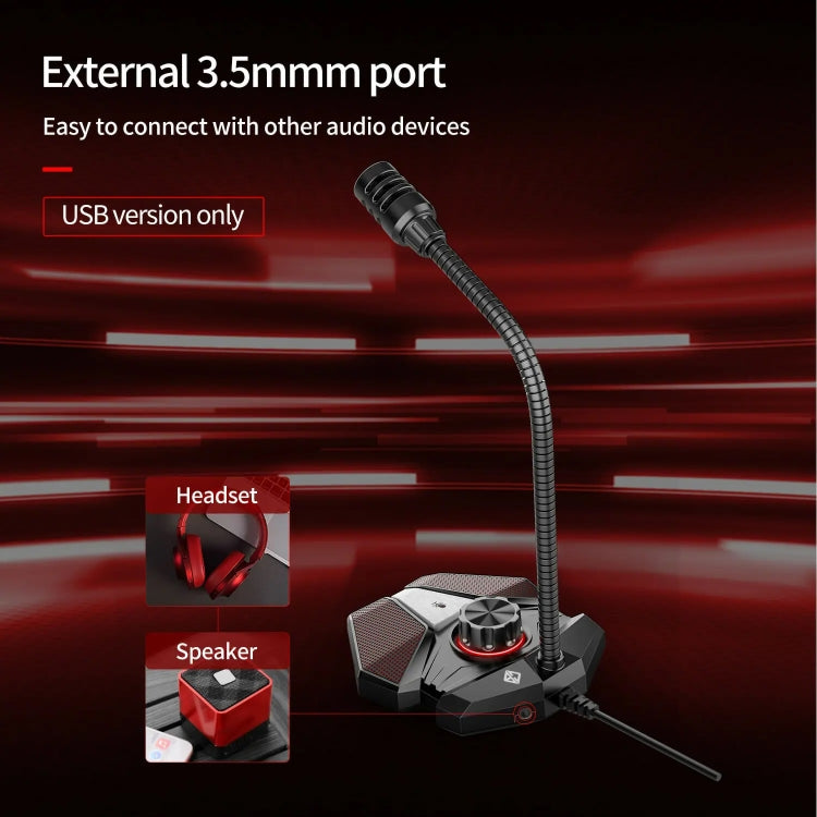 JK Omni-directional Pick-up Microphone Built-in Sound Card Flexible Gaming Mic