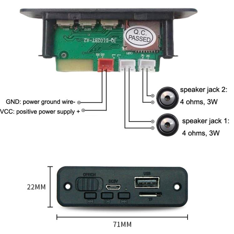 JQ-D102BT With Amplifier Recording Calls MP3 Bluetooth Decoder Board Module, JQ-D102BT