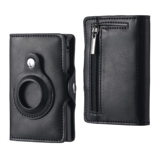FY2108 Tracker Wallet Metal Card Holder for AirTag, Style:, Crazy Horse (Black)